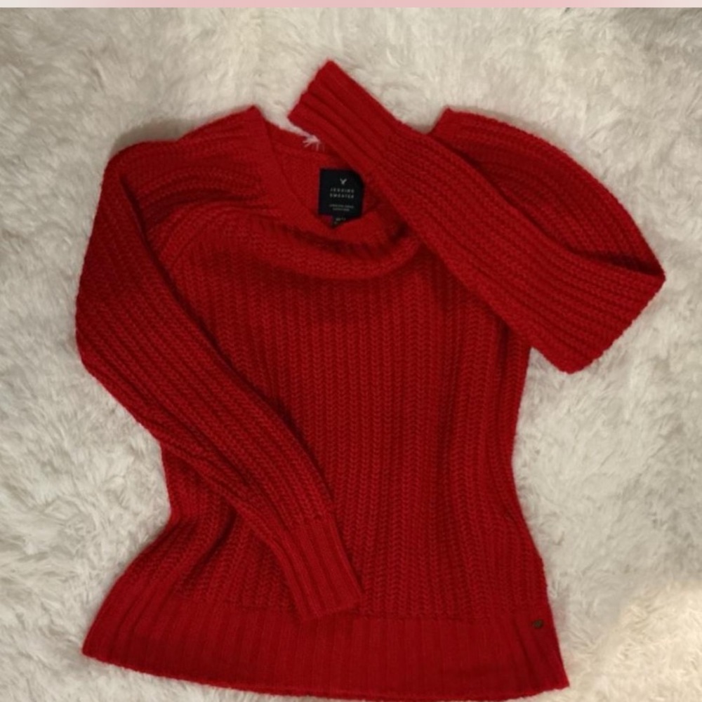 American Eagle Outfitters Red Women's Cowl Neck Sweater